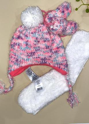 Шапка рожевого кольору на флісі в комплекті з рукавичками. бренд: cool club розмір: 40/42 💰 155 грн.5 фото