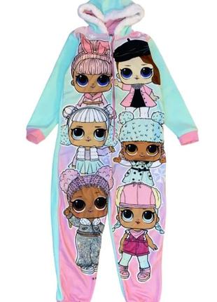 Флисовый комбинезон, пижама, кикуруми с куклами lol 5-7 лет1 фото
