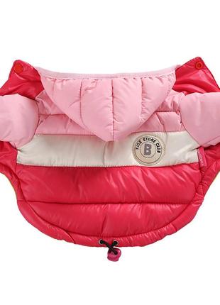Водонепроникний пуховик з капюшоном для собак tianzhou розмір xs (26см*38см), рожевий1 фото