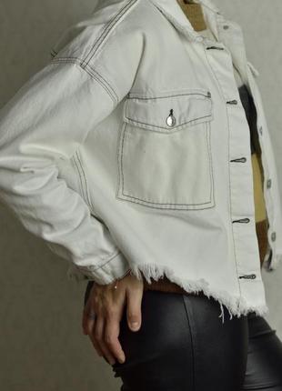 Куртка zara джинсова | біла | super3 фото