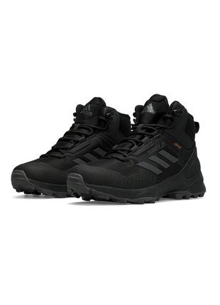 Зимние мужские кроссовки adidas terrrex swift r gore tex fur black grey ❄️6 фото