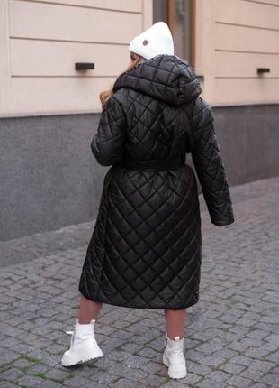 Женская зимняя куртка плащевка на силиконе 250. зимнее двустороннее пальто4 фото
