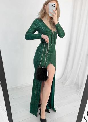 Зеленое платье с пайетками9 фото