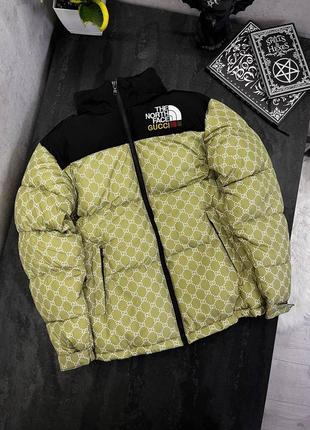 Пуховик чоловічий the north face зимовий до -25°с жовтий куртка чоловіча коротка дута норт фейс