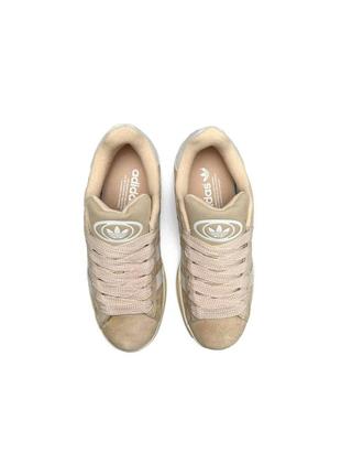 Женские кроссовки adidas originals campus beige white7 фото