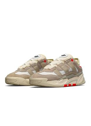 Женские кроссовки adidas originals niteball new beige orange6 фото