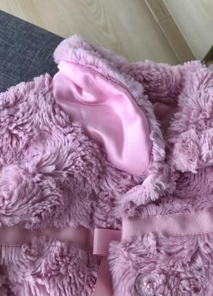 Шуба шубка пальто рожева / трояндова плюшева3 фото