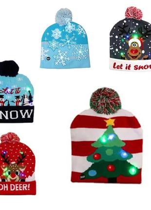 Шапка новогодняя с led подсветкой,для детей и взрослых, режущая светодиодная, шерстяная, новогодняя шапка с лед подсветкой светодиодная2 фото