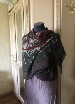 Огромный шелковый шарф платок парео, натуральный шёлк шелк,2 фото