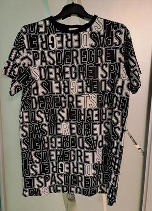 Подовжена щільна футболка/туніка з принтом 14 розміру