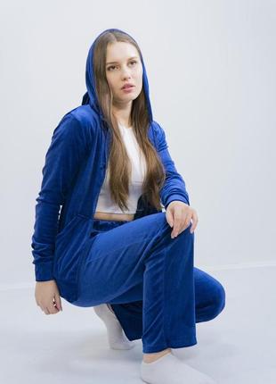 Спортивний велюровий жіночий костюм pascal morabito paris s синій4 фото