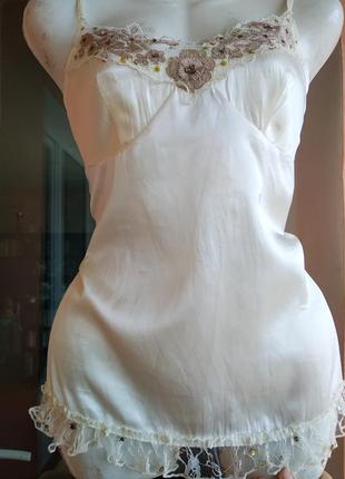 Нарядная майка под шёлк в бельевом стиле бренда new look uk 10eur 38