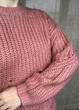 Пудровый вязаний свитер8 фото