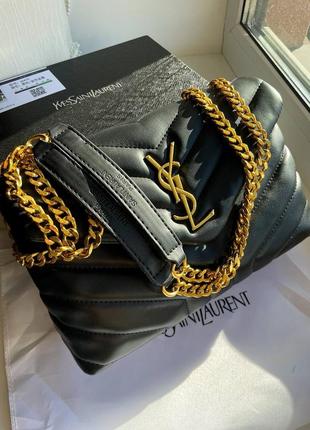 Шикарная кожаная сумка ysl сумочка черная