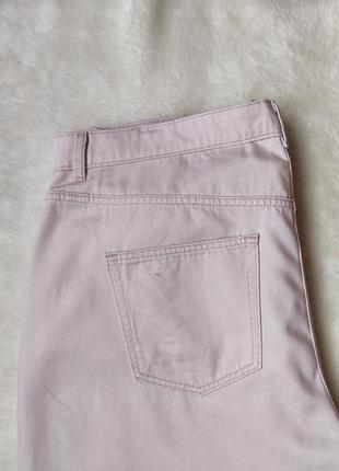 Розовые широкие джинсы кюлоты прямые плотные капри кроп укороченные батал большого размера next wide10 фото