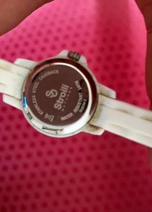 Часы stroili watches. swarovski. италия. белый силикон ремешок7 фото