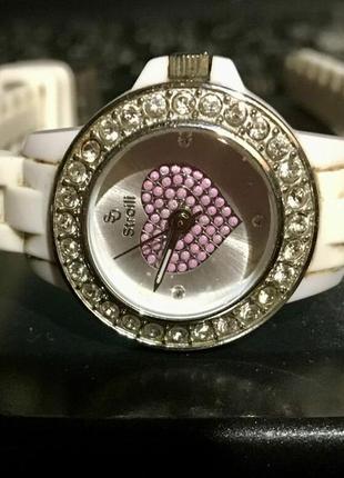 Часы stroili watches. swarovski. италия. белый силикон ремешок5 фото