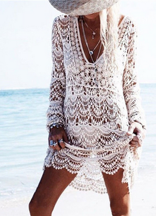 Oversize белая ажурная блуза туника