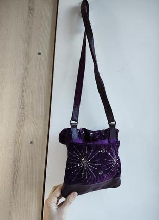 Сумка новорічна кросбоді крос боди фіолетова замшева велюр3 фото