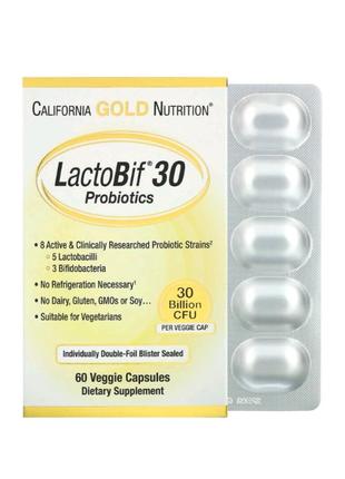 California gold lactobif пробіотики 30 млрд — 60 капсул2 фото