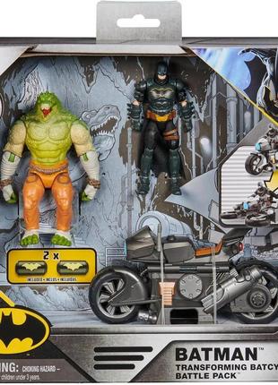 Фігурка бетмен на мотоциклі та крокодил 10см batman dc comics spin master 6067444