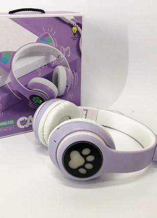 Бездротові навушники led з котячими вушками cat stn-28. колір: фіолетовий2 фото