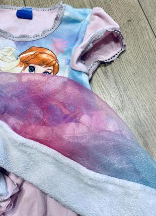 Платье трикотажное с анна и ельза холодное сердце с фатином и мехом frozen disney bhs (англия)3 фото