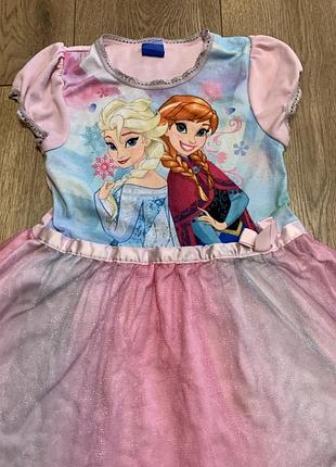 Платье трикотажное с анна и ельза холодное сердце с фатином и мехом frozen disney bhs (англия)4 фото