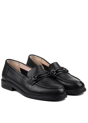 Туфлі-лофери жіночі чорні шкіряні 2267т-а