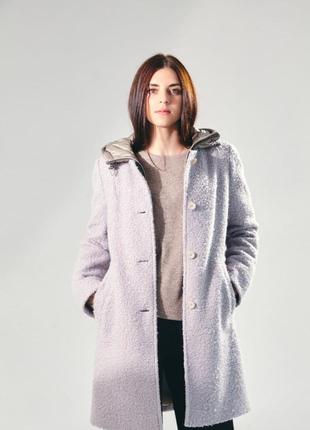 Ультрасовременное комбинированное женское пальто осень-зима серое