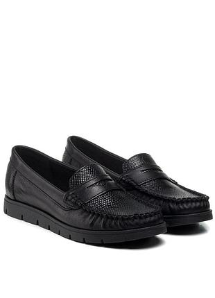 Мокасины кожаные черные удобные 1190тп