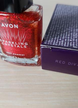 Лак для ногтей "магия кристаллов" (red diva) avon 10ml.5 фото