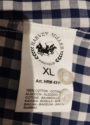 Идеальная хлопковая рубашка в клетку модного итальянского бренда harvey miller.8 фото