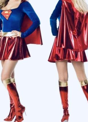 Маскарадный костюм платье и накидка супер женщина supergirl для аниматоров superman dc comics англия