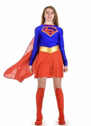 Маскарадный костюм платье и накидка супер женщина supergirl для аниматоров superman dc comics англия5 фото