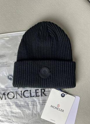 Шапка монклер шапка moncler  лого чорне