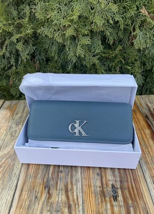 Новый кошелек calvin klein (ck logo longfold blue lake wallet) с америки5 фото