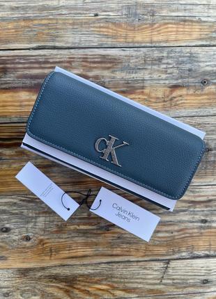 Новый кошелек calvin klein (ck logo longfold blue lake wallet) с америки6 фото