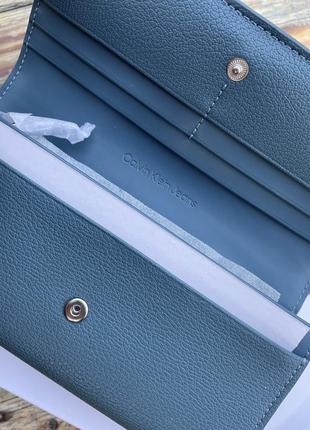 Новый кошелек calvin klein (ck logo longfold blue lake wallet) с америки10 фото