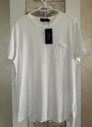 Футболка polo ralph lauren luxury jersey pocket t-shirt white, xl