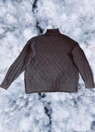 Вовняний светр з горлом гольф maсneal оригінальний коричневий