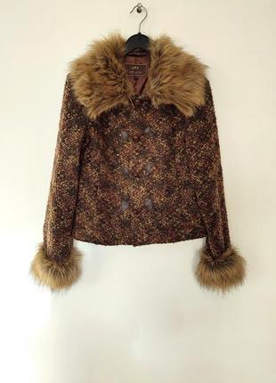 Per una пальто манто женское с мехом marks and spencer коричневое куртка кофта накидка пиджак1 фото