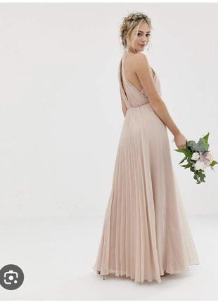 Сукня максі зі складками на ліфі asos design bridesmaid
