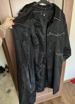 Стильный тренч  плащ пальто черный в горох размер 528 фото