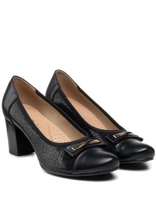 Туфли женские черные на каблуке 1194тп