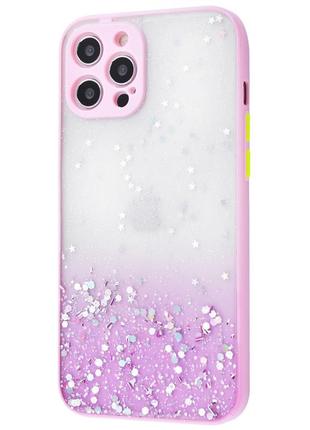 Чехол для apple iphone 12 pro max розовый с блестками.