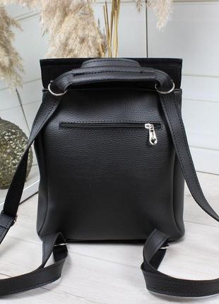 🖤 чорний стильний рюкзак сумка замша та єкошкіра3 фото