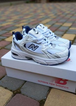 Брендовые кроссовки new balance 530 белые с синим унисекс