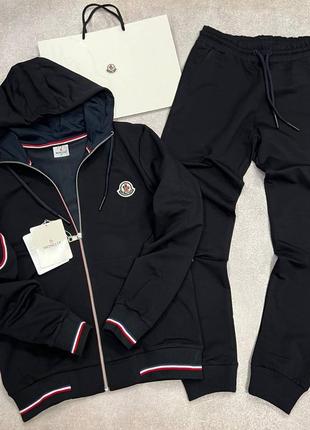 Стильний теплий чоловічий костюм moncler темно-синього коліру