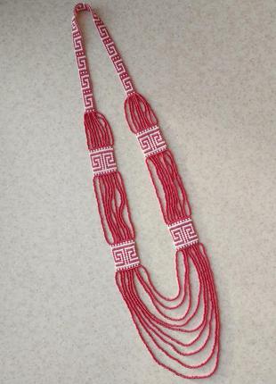 Красные бусы, сережки, браслет в греческом стиле ручная работа украшения аксессуары комплект2 фото